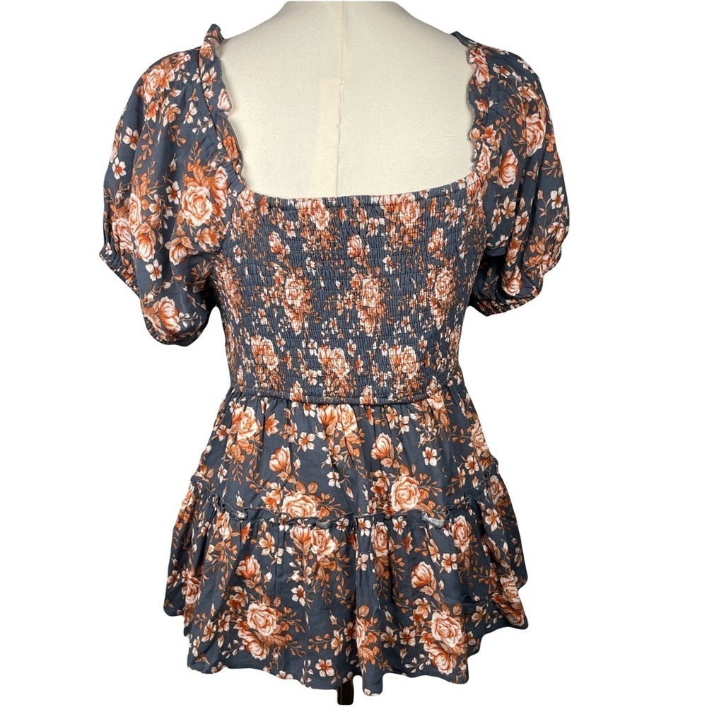 Blue Floral Smocked Babydoll Top by Listicle Size M
Puffed Sleeves Vintage Vibes - Picture 4 of 12
